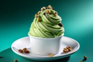 Helado de yogurt Fryscol servido en cucurucho