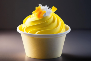 Helado de yogurt Fryscol servido en cucurucho